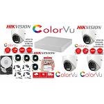 Sistem supraveghere profesional Hikvision Color Vu 4 camere 5MP IR20m, DVR 4 canale, full accesorii si HDD, Hikvision