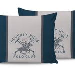 Set 2 fete perna din bumbac, Beverly Hills Polo Club BHPC 024 Verde / Alb, 50 x 70 cm