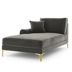 Sezlong living stanga, Madara, Mazzini Sofas, gold legs, 102x182x90 cm, catifea, gri deschis, Mazzini Sofas