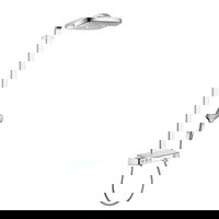 Coloana de dus fix si mobil cu baterie termostatata Hansgrohe Raindance Select E crom, 