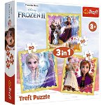 Puzzle Trefl 3 in 1, Frozen II, Ana si Elsa, 106 piese