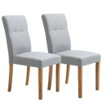 Set de 2 Scaune tapitate HOMCOM pentru Sufragerie si Bucatarie, scaun cu spatar inalt, gri deschis | Aosom RO, HOMCOM