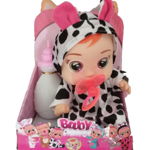 Papusa Bebelus, Baby Doll, cu Sunete, Suzeta si Biberon, 20cm, Hainuta Model Dalmatian, 