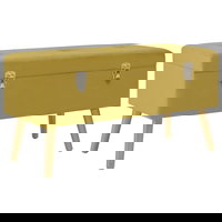 Bancă cu un compartiment depozitare galben muștar 80 cm catifea