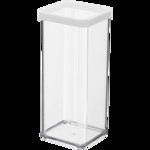 Cutie depozitare plastic patrata transparenta cu capac alb Rotho Loft 1.5 L, Rotho