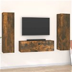 vidaXL Set dulapuri TV, 3 piese, stejar fumuriu, lemn prelucrat, vidaXL