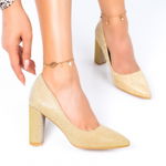 Pantofi, culoare Auriu, material Glitter - cod: P12185, 