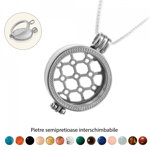 Pandantiv Magic Pendant - Grid, placat cu argint, Secret Stone Collection, cu pietre semipretioase interschimbabile, Roxannes - Rebeca >M