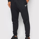 Reebok, Pantaloni sport cu snur in talie Left, Negru, S