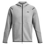 Under Armour, Hanorac cu fermoar pentru fitness Unstoppable, Gri deschis/Negru