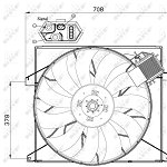 Ventilator radiator (cu carcasa) potrivit MERCEDES M (W163) 2.7D 4.0D 5.4 12.99-06.05, NRF