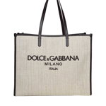 Dolce & Gabbana shopping bag in canvas with d&g milano logo Beige, Dolce & Gabbana