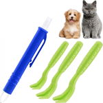 Set profesional pentru indepartarea capuselor la caini si pisici Little Tigger, plastic, verde/albastru, 4 piese, 