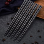 Set de betisoare japoneze Gerhannery, 5 perechi, fibra de sticla, 24 cm, negru, 
