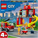 LEGO® City: Statie si masina de pompieri 60375, 153 piese, Multicolor, LEGO