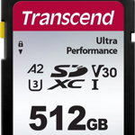 Card Transcend 340S SDXC 512GB Clasa 10 UHS-I/U3 A2 V30 (TS512GSDC340S), Transcend