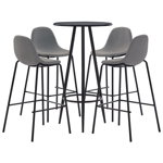 Set mobilier de bar masa cu 4 scaune, vidaXL, Textil/Otel, 60 x 107.5 cm, Gri taupe