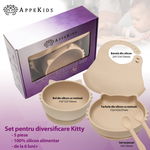 Set diversificare AppeKids din silicon 5 piese Kitty Bubble Beige, APPEKIDS