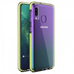 Husa Spate Upzz Spring Samsung Galaxy A20e ,silicon 1mm ,rezistenta La Socuri ,transparenta Cu Margine Galbena
