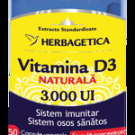 Vitamina D3 naturala 3000 UI - 60 capsule, Herbagetica