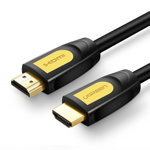 CABLU video Ugreen, "HD101" HDMI (T) la HDMI (T), rezolutie maxima 4K UHD (3840 x 2160) la 60 Hz, round cable, conectori auriti, 2m, galben + negru "10129"