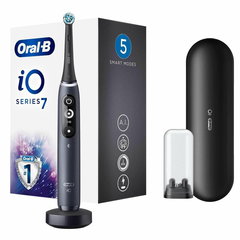 Periuta de dinti electrica Oral-B iO7, 5 moduri, 1 capat, Suport rezerve, Incarcator magnetic, Trusa de calatorie, Negru