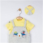 Set salopeta cu tricou de vara pentru bebelusi marathon, tongs baby (culoare: gri, marime: 6-9 luni), BabyJem