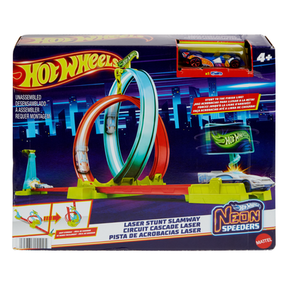 Set masina si pista, Hot Wheels, Neon Speeders, Laser Stunt Slamway, HPC05, Hot Wheels