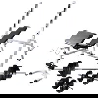 Banca antrenament rastel greutati vidaXL, set haltere/gantere, 60,5kg