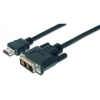 Cablu adaptor Assmann, HDMI/DVI-D, 2m, Negru