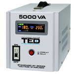 Stabilizator tensiune 3000W 230V cu 2 iesiri Schuko si sinusoidala pura + ecran LCD cu valorile tensiunii, TED Electric TED000187, OEM
