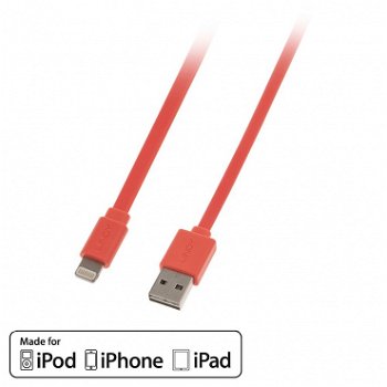 Cablu USB reversibil date + incarcare pentru iPhone 5/6 Lightning MFI 1m Orange, Lindy L31394