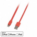 Cablu USB reversibil date + incarcare pentru iPhone 5/6 Lightning MFI 1m Orange, Lindy L31394