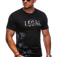 EDOTI, Tricou din bumbac cu imprimeu text, Albastru inchis, 2XL EDOTI, Tricou din bumbac cu imprimeu text, Albastru inchis, 2XL