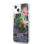 Guess Guess GUHCP13SLFLSB iPhone 13 mini 5,4` niebieski/blue hardcase Flower Liquid Glitter, Guess