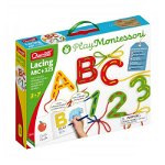 Joc cu sireturi Montessori ABC+123, Quercetti