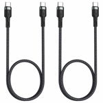 Set de 2 cabluri USB tipe C la USB tipe C SUNGUY, TPE, negru, 50 cm, 