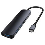 Adaptor Multihub Devia Leopard 5 In 1, USB Type-C la 3 x USB3.0 + SD/TF + PD (Gri)