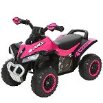 ATV Jucarie pentru copii Ride On cu lumini si sunete HOMCOM, miscare prin impingere varsta recomandata 18-36 luni, roz, 67,5x38x 44cm | Aosom RO, HOMCOM