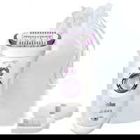 Epilator Silk-epil 9 9-870 SensoSmart Micro-Grip Wet & Dry Cap De Ras Saculet Pentru Voiaj + Gillette Venus Alb-Roz, Braun