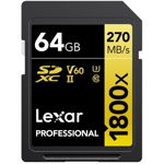 Card SDXC 64GB Professional 1800x UHS-II U3, Lexar