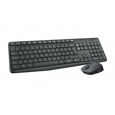 Kit mouse tastatura Kit Tastatura + mouse wireless Logitech MK235, interfata USB, distanta de operare pana la 10m, 100 taste, mosue 1000 DPI, gri