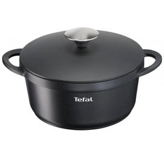 Oala cu capac Tefal Trattoria, 20 cm, titan, antiaderent, Negru