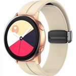 Curea ceas din silicon, 20mm, pentru Galaxy Watch 6/ 6 Classic, Galaxy Watch 5 Pro 45mm, Galaxy Watch 5, Galaxy Watch 4, Galaxy Watch 3 41mm, Huawei Watch GT, bej, krasscom