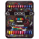 Creioane colorate, pastel uleios, 24 culori/set Posca Uni-Ball, Posca