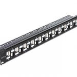 Patch Panel 19" pentru keystone 24 porturi incrucisate negru, Delock 43278, Delock
