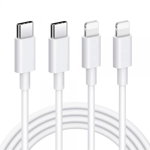 Set 2 cabluri PD de incarcare / transfer date 20W USB Type-C – Lightning compatibile cu Apple/ iPhone/ iPad/ iPod, 1m + 2m, alb, krasscom