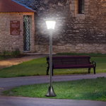 Outsunny Lanternă Solară pentru Grădină, Felinar LED cu Panouri Solare, Design Modern, 18x18x160 cm, Negru | Aosom Romania, Outsunny