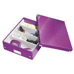 Cutie de depozitare mov din carton cu capac 28x37x10 cm Click&Store – Leitz, Leitz