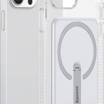 Husa magnetica telefon, Baseus, Cu suport, Pentru iPhone 13 Pro, 6.1'', Transparent, Baseus